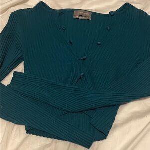 Urban Outfitters Teal V-Neck Sweater